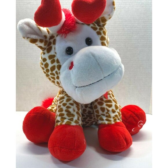 Giraffe Valentines Day Plush Toy With Hearts By Animal Adventure Stuffed - Picture 6 of 11